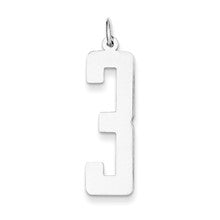 Sterling Silver Large Elongated Polished Number 3 Charm hide-image