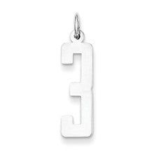 Sterling Silver Medium Elongated Polished Number 3 Charm hide-image