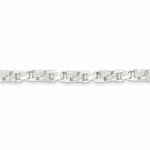 Sterling Silver Twisted Box Link Chain Anklet