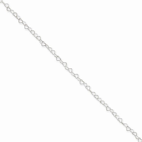 Sterling Silver Fancy Heart Link Bracelet