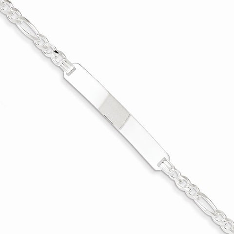 Sterling Silver Id Figaro Link Bracelet