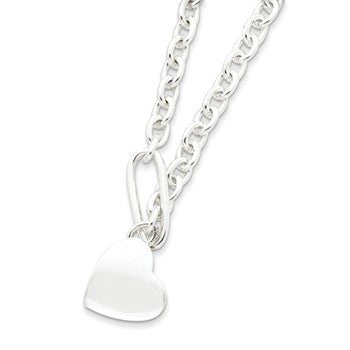 Sterling Silver Heart Fancy Link Necklace