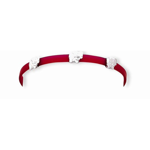 Sterling Silver Red Rubber Bracelet