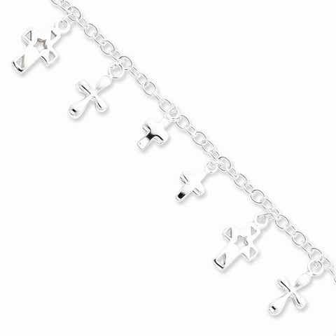 Sterling Silver Polished Dangling Crosses Charm