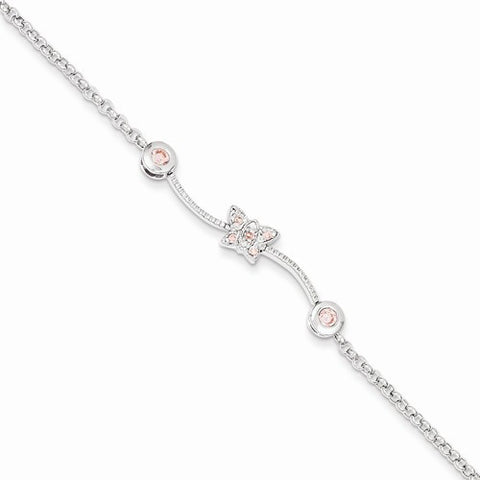 Sterling Silver Pink Cz Childs Bracelet