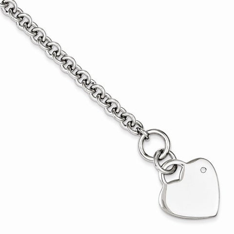 Sterling Silver Diamond Heart Bracelet