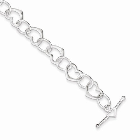 Sterling Silver Heart & Circle Link Bracelet