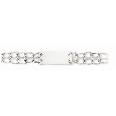 Sterling Silver Double Strand Oval Link Id Bracelet