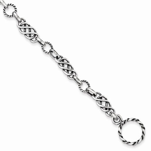 Sterling Silver Antiqued Fancy Link Bracelet