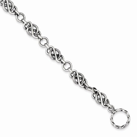 Sterling Silver Antiqued Fancy Link Bracelet