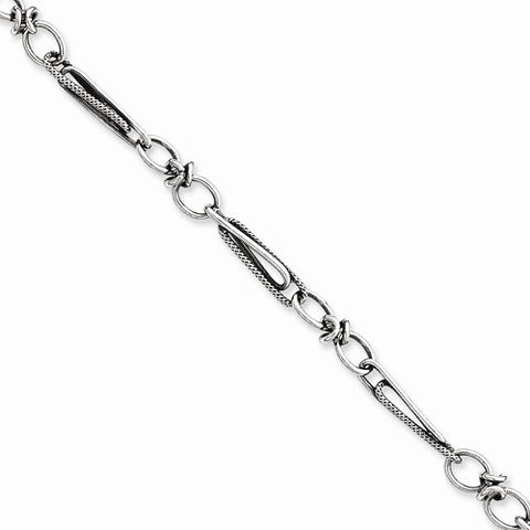 Sterling Silver Antiqued Fancy Link Bracelet