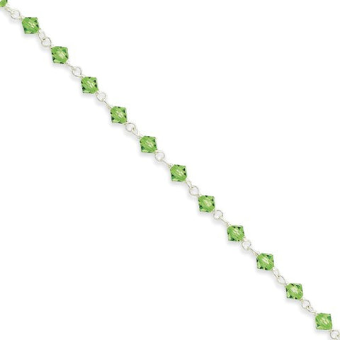 Sterling Silver Green Crystal Bracelet