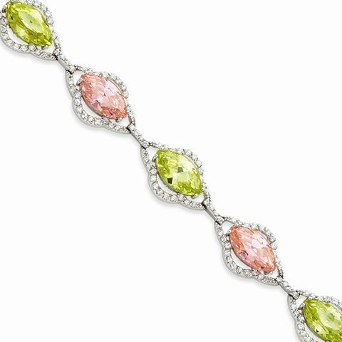 Sterling Silver Multicolor Cz Bracelet