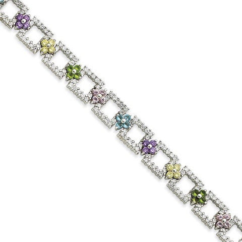 Sterling Silver Multicolor Cz Bracelet