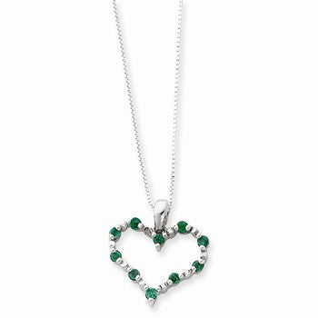 Sterling Silver Emerald Heart Necklace