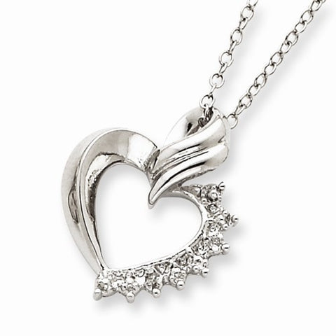 Sterling Silver Heart Diamond Necklace