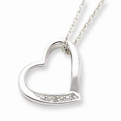 Sterling Silver Heart Diamond Necklace