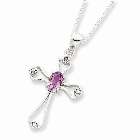 Sterling Silver Amethyst Cross Necklace