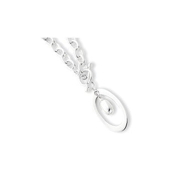 Sterling Silver Oval Toggle Necklace