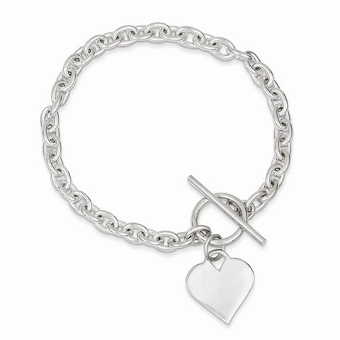 Sterling Silver Heart Toggle Bracelet