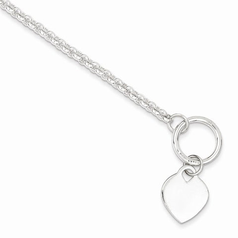 Sterling Silver Heart Toggle Bracelet