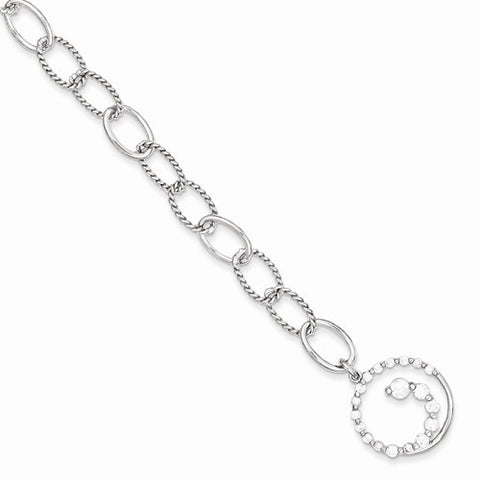 Sterling Silver Journey Circle Cz Dangle Bracelet