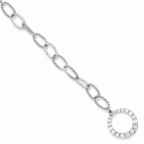 Sterling Silver Journey Circle Cz Dangle Bracelet