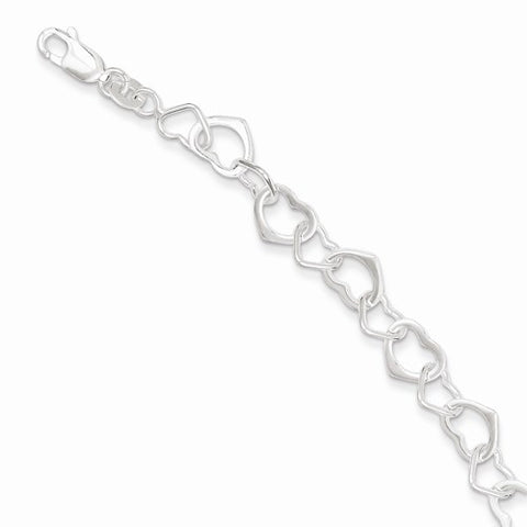 Sterling Silver Hearts Bracelet