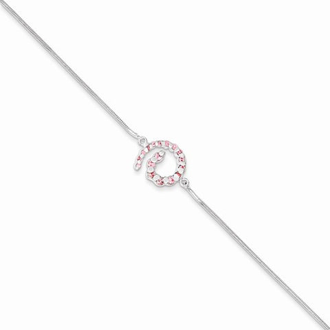 Sterling Silver Pink Cz Journey Bracelet