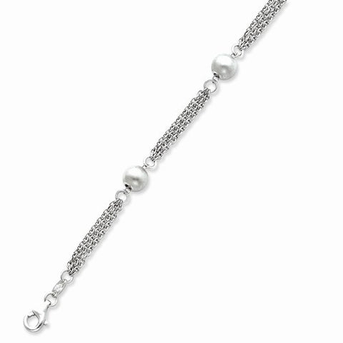 Sterling Silver Sat Bead Bracelet