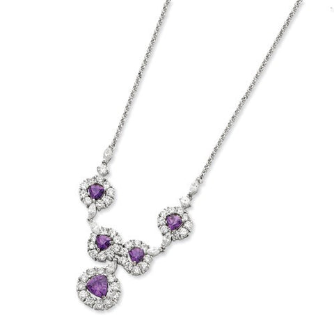 Sterling Silver Purple & Clear CZ Necklace