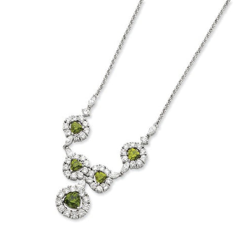 Sterling Silver Green & Clear CZ Necklace