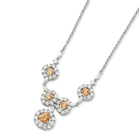 Sterling Silver Champagne & Clear CZ Necklace