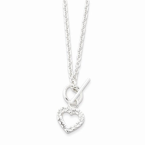 Sterling Silver CZ Heart Tag Necklace