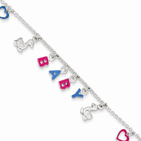 Sterling Silver Adjustable Enameled Baby Charm