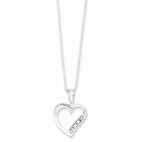 Sterling Silver CZ Heart Necklace