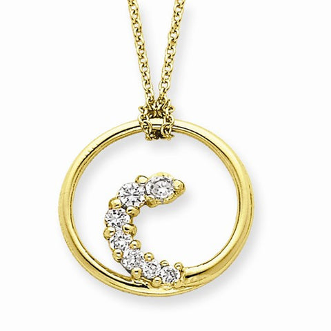 Sterling Silver Vermeil CZ Circle Journey Necklace