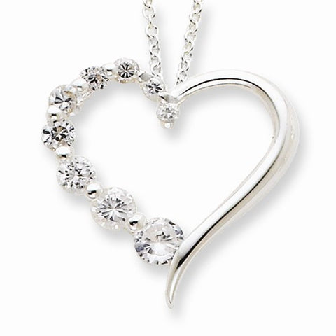 Sterling Silver CZ Heart Journey Necklace