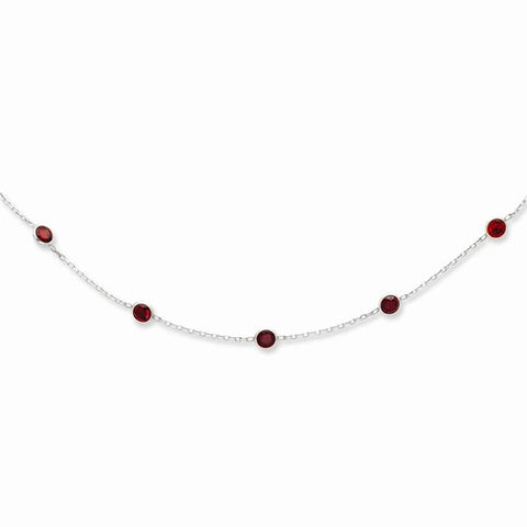 Sterling Silver Red CZ Necklace