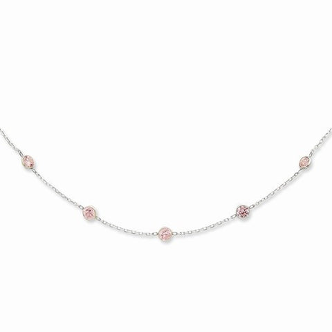 Sterling Silver Pink CZ Necklace