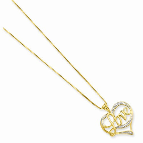 Sterling Silver & Vermeil Diamond Love Necklace