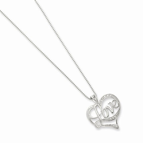 Sterling Silver Diamond Love Necklace