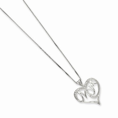 Sterling Silver Diamond Mom Necklace