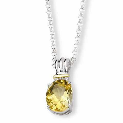 Sterling Silver & Citrine and Diamond Necklace