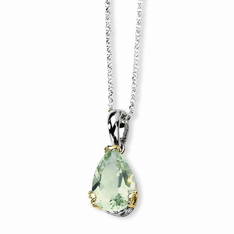 Sterling Silver & Green Amethyst Necklace