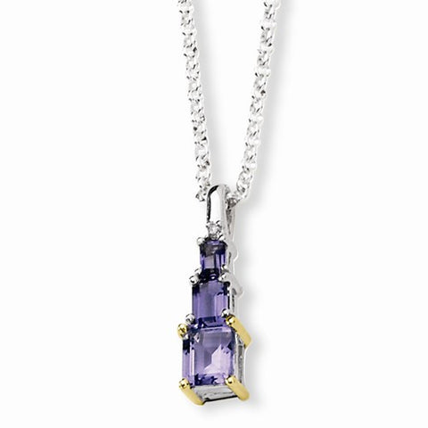 Sterling Silver & Iolite Diamond Necklace