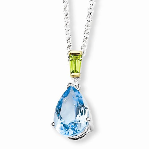 Sterling Silver & Sky Blue Topaz and Peridot Necklace