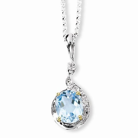 Sterling Silver & Sky Blue Topaz Diamond Necklace