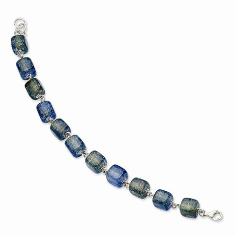 Sterling Silver Blue Dichroic Glass Bracelet