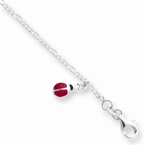 Sterling Silver Enameled Ladybug Baby Bracelet